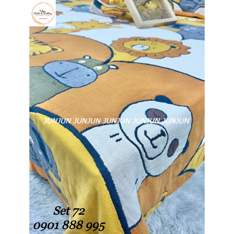 N25_SET Chăn Ga Gối vải Xô Organic cotton dòng cao cấp