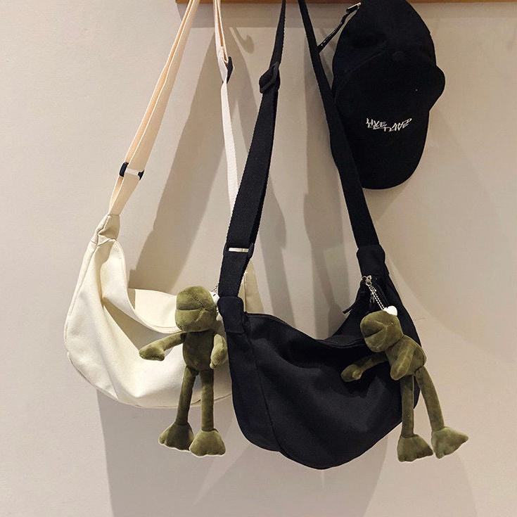 Túi Vải Canvas Đeo Chéo Phong Cách Hàn Quốc Dành Cho Nữ