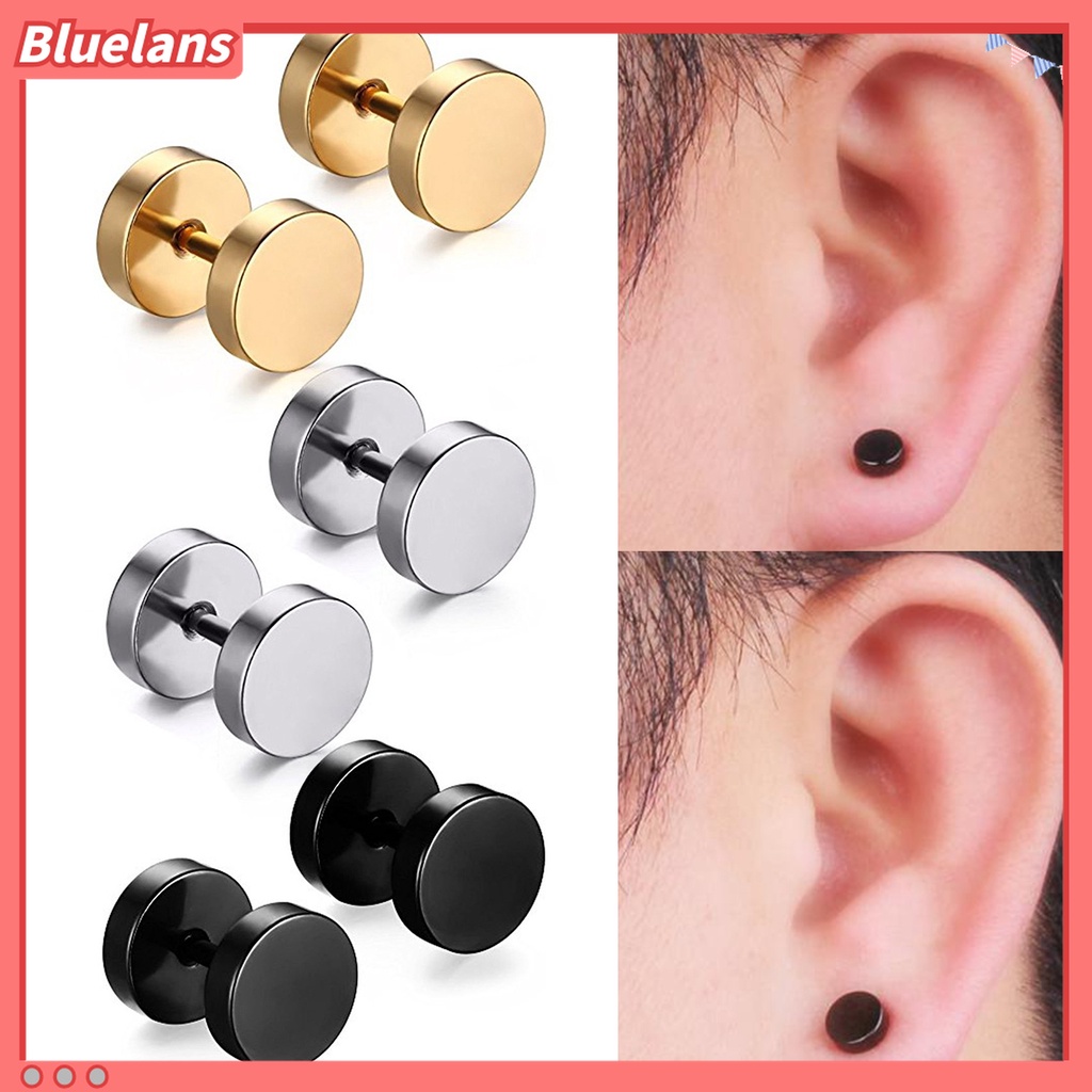 1 Cặp Khuyên Tai Nam Hình Quả Tạ Mạ Điện Thân Thiện Với Da Phong Cách Punk