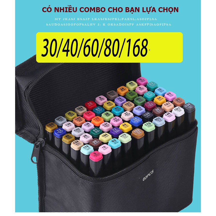 Bộ bút màu Touch 2 đầu, màu sắc tươi sáng - đẹp 30/40/60/80/168 bút (đủ loại để lựa chọn)