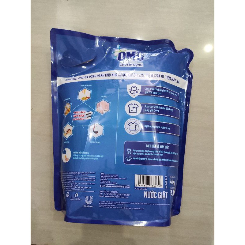 Omo nước giặt 4kg chuyên dụng cho máy cửa trên và cửa trước