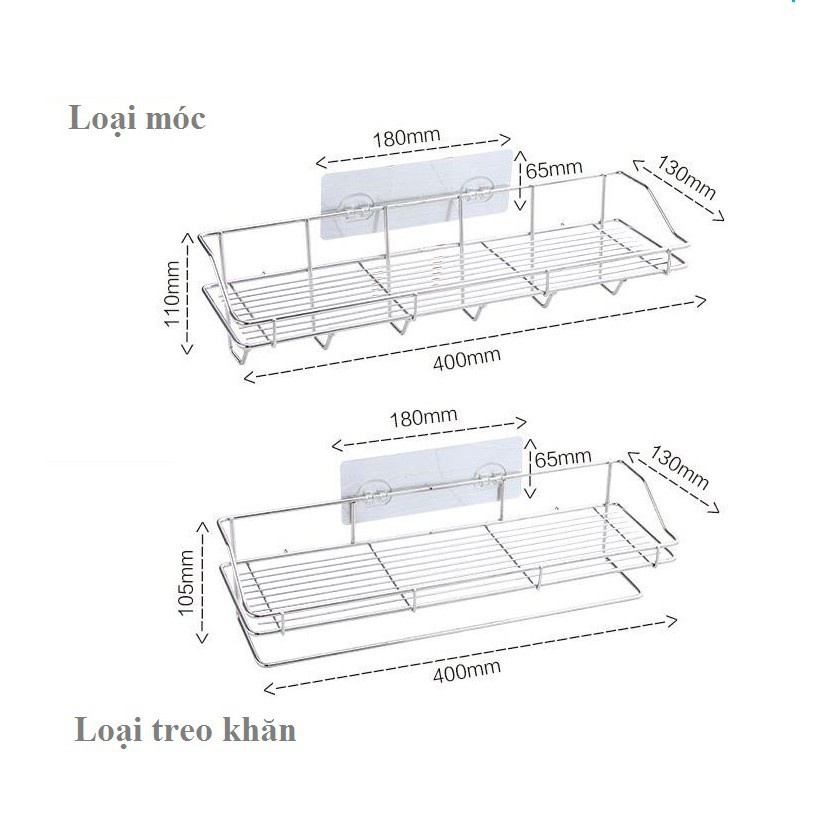 Kệ Nhà Tắm Kệ Inox Hình Chữ Nhật OENEN Kèm Giá Treo Khăn Và Móc Treo Đồ Thông Minh Oenon