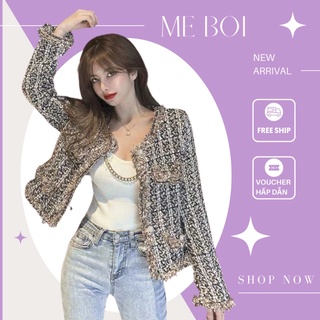 Áo khoác tweed ngắn, khoác dạ nữ hàng quảng châu có video ảnh thật