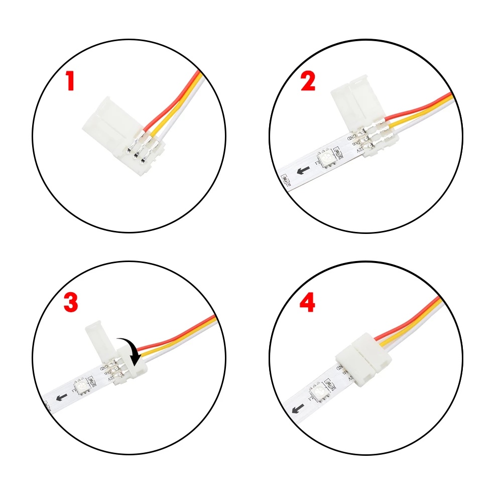 Set 5 bộ chuyển đổi đầu nối dây đèn LED 2/3/4/5 Pin cho 8/10/12mm 3528 5050 5630 RGBW IP20
