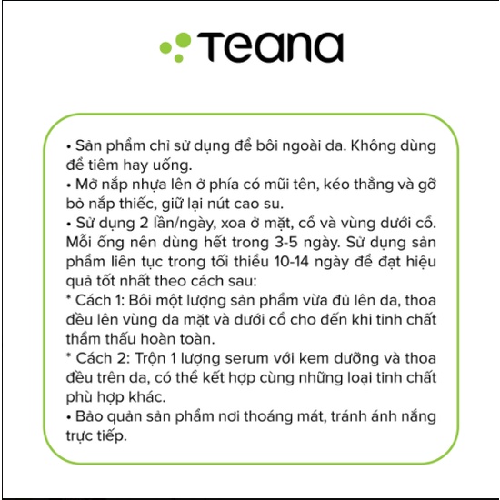 Tinh chất dưỡng da giảm đỏ, viêm và phục hồi da nhạy cảm TEANA “Super Peptides” Anti-Redness Aid Kit Serum 10ml/20ml