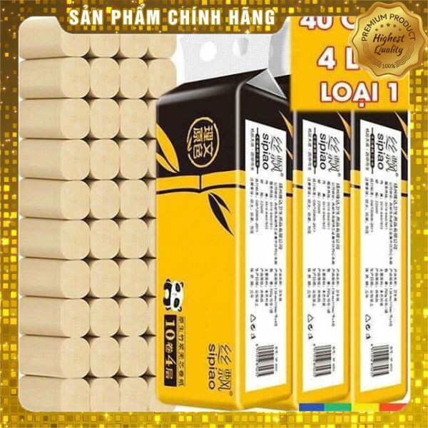 GIẤY VỆ SINH GẤU TRÚC SIPIAO THÙNG 40 CUỘN (4 DÂY X 10 CUỘN) ( ĐIỆN MÁY NỘI ĐỊA TRUNG )