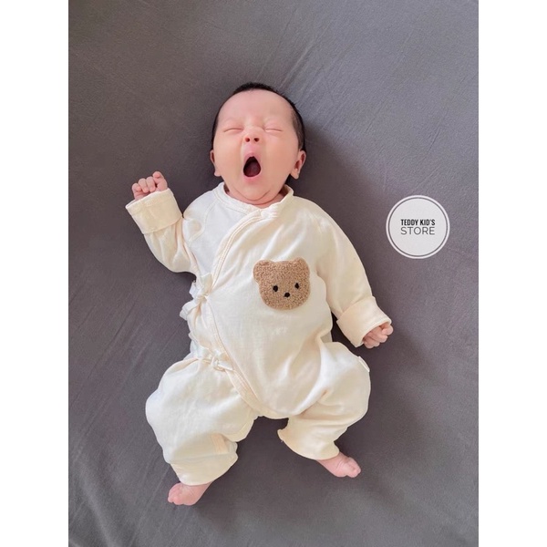 Bộ dài tay cho bé_Body dài tay cotton mềm mại thêu gâu cute cho bé