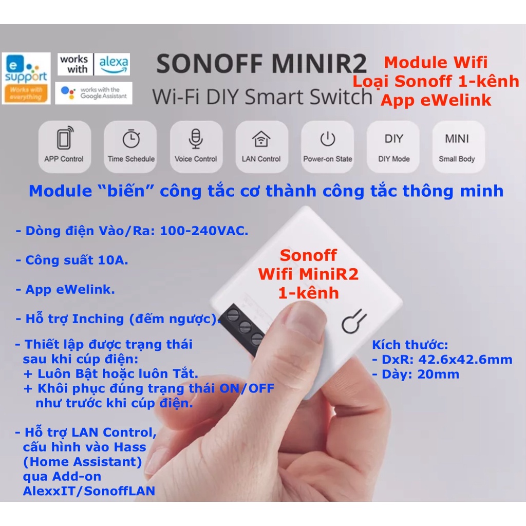 Module công tắc thông minh Sonoff eWelink Wifi MiniR2 / MiniR4 -
