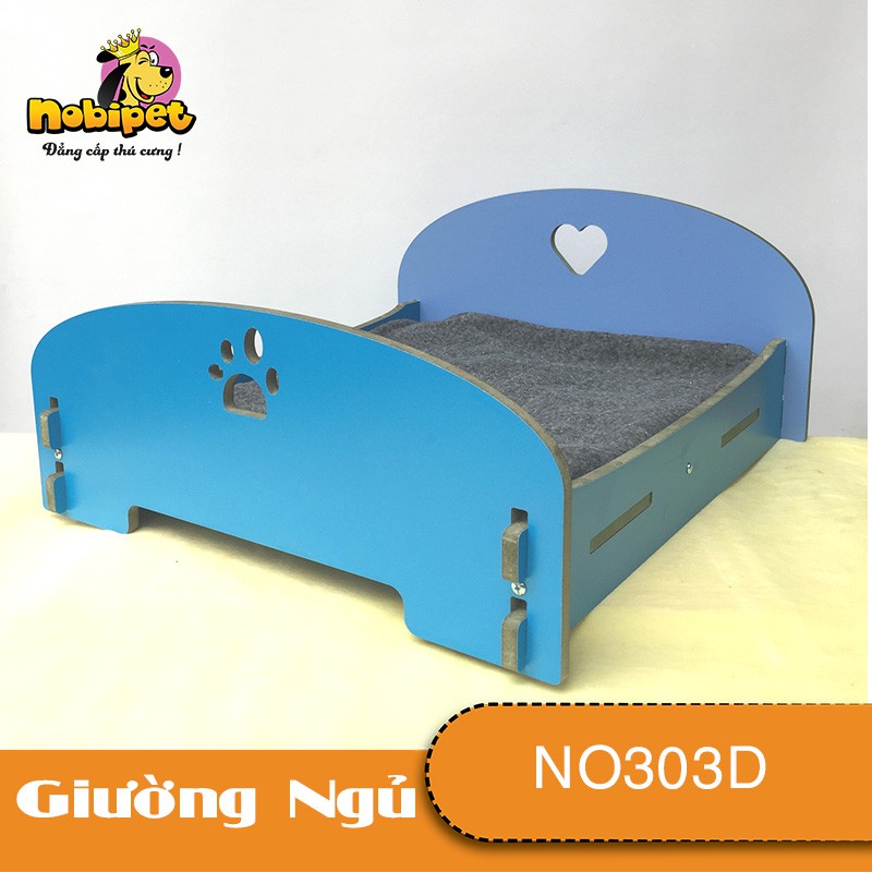 Giường Ngủ Gỗ Lắp Ráp Lovely Medium Xanh Dương Cho Chó Mèo Cỡ Trung