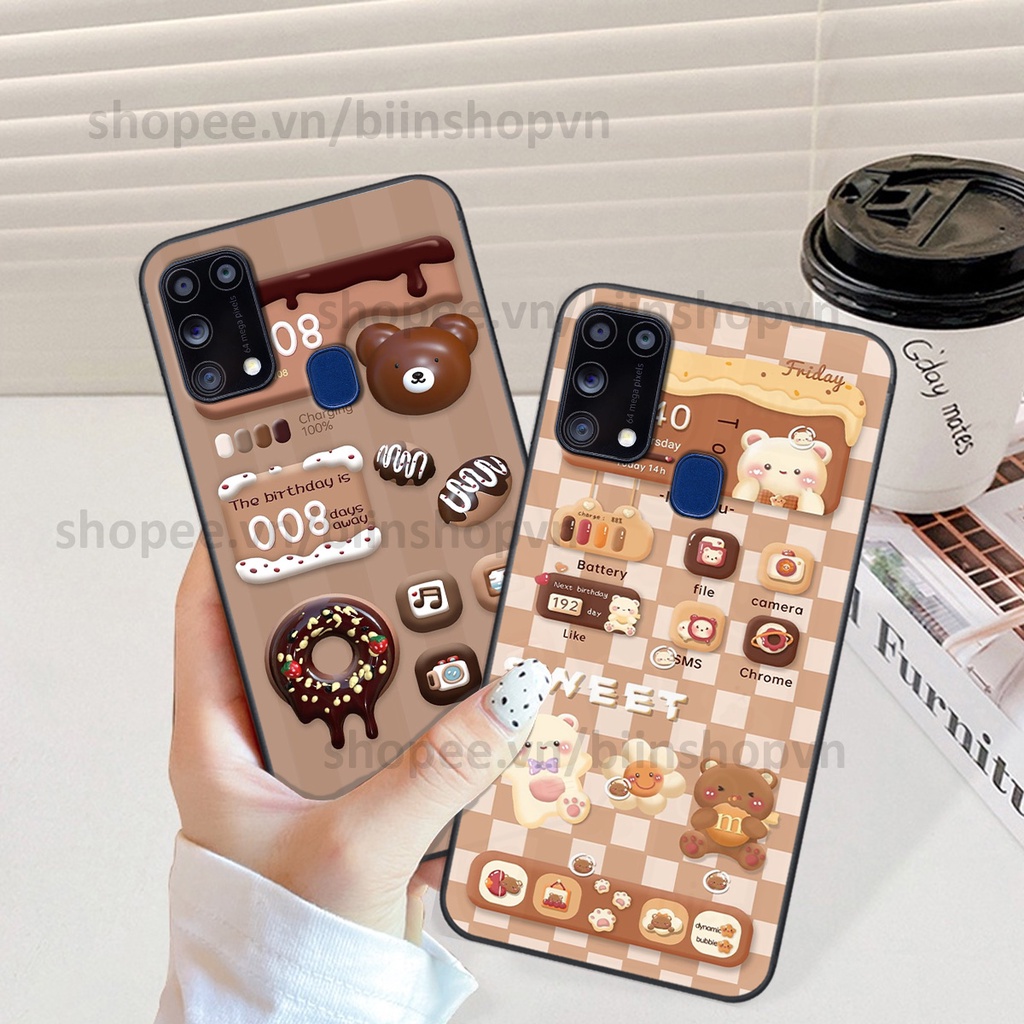 Ốp Samsung M31 in hình gấu chocolate kẹo ngọt siêu đẹp siêu xinh
