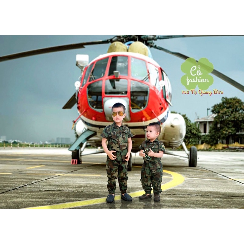 Bộ quần áo lính rằn ri cho bé siêu cool ngầu cho bé 10-30kg