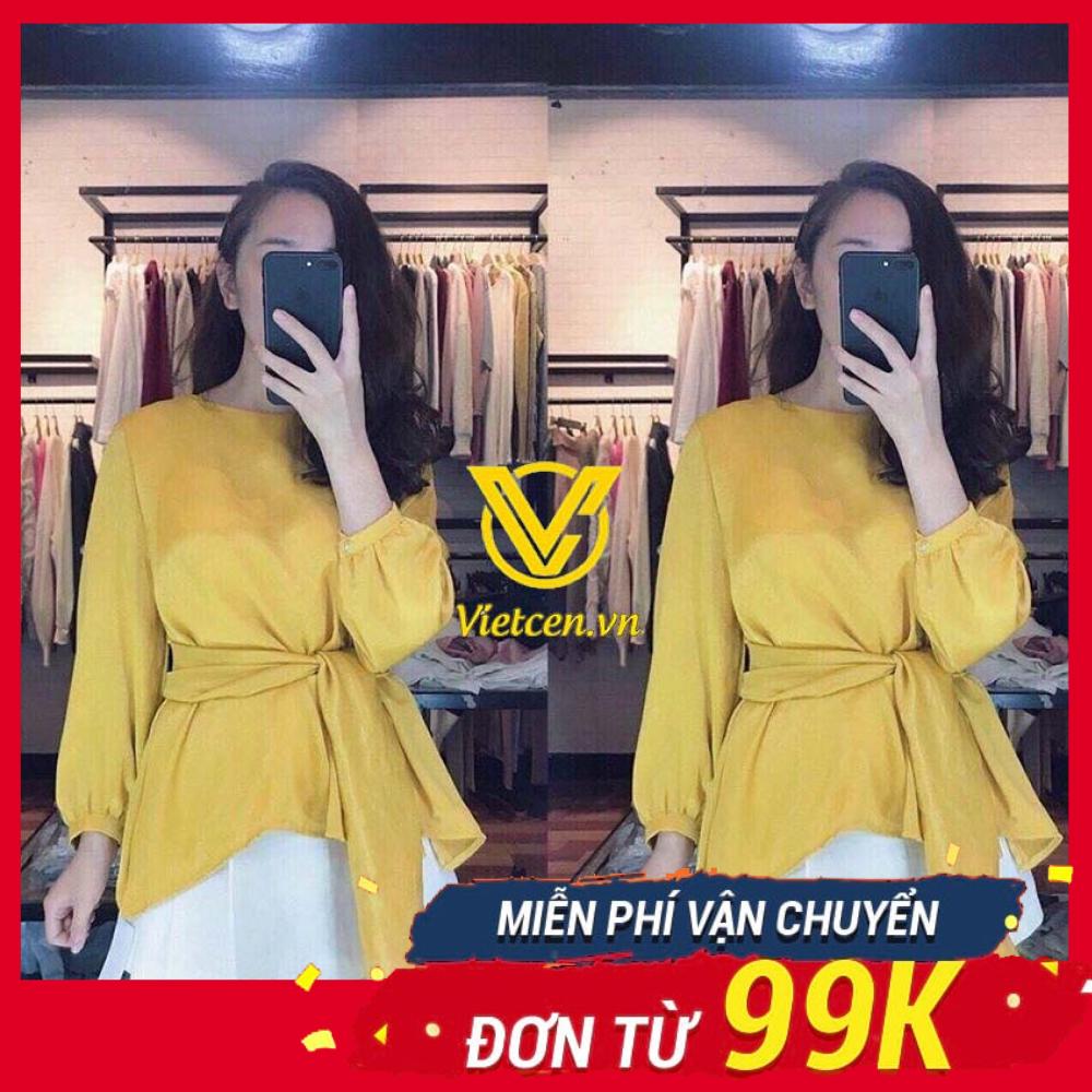 Áo sơ mi nữ lụa thắt eo hot hit < Siêu Hot 2019 >