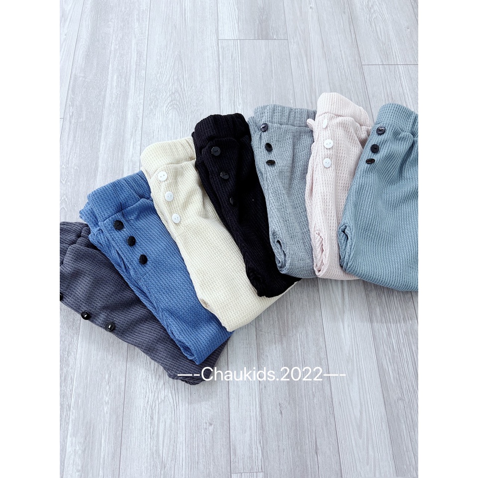 Quần dài thu đông bé trai, quần dài chất tổ ong dáng jogger 3 cúc cho bé trai, bé gái