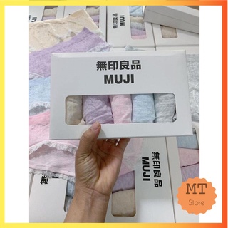 Hộp 5 quần lót Muji viền ren, Muji muối tiêu