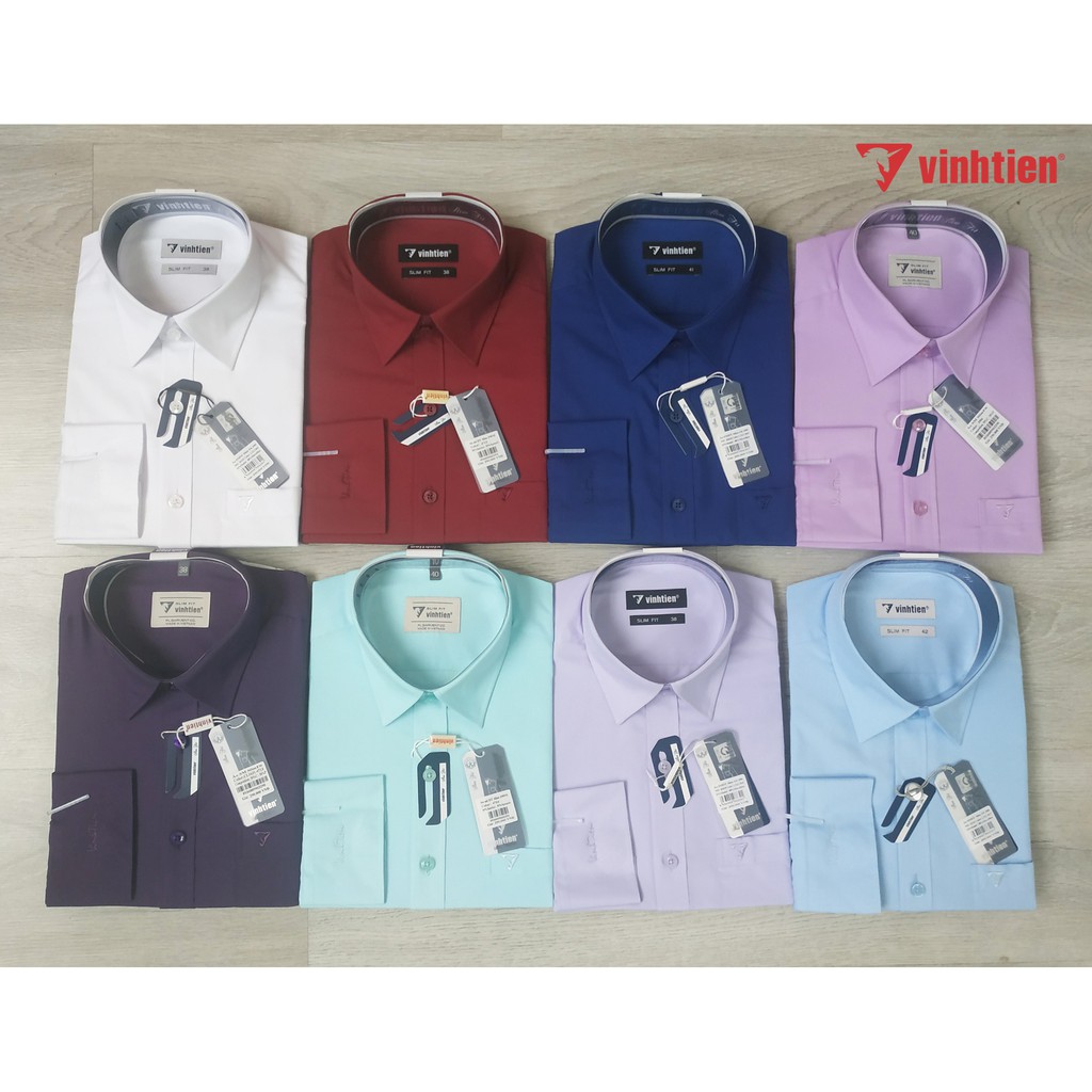 Áo Sơ Mi Nam Dài Tay Dáng Slimfit Vĩnh Tiến Trơn Màu 330
