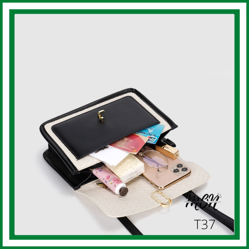 🌸sẵn hàng🌸 Túi xách da mềm đeo chéo nữ CEEKAY chính hãng, da đan chéo, phong cách văn phòng  - T37