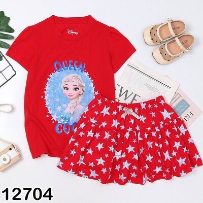 BỘ ÁO VÁY DISNEY IN HÌNH 3D KHÔNG BONG TRÓC CHO BÉ GÁI 17-50KG