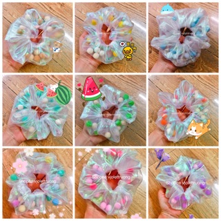 Sỉ cột tóc Scrunchies pompom xà cừ