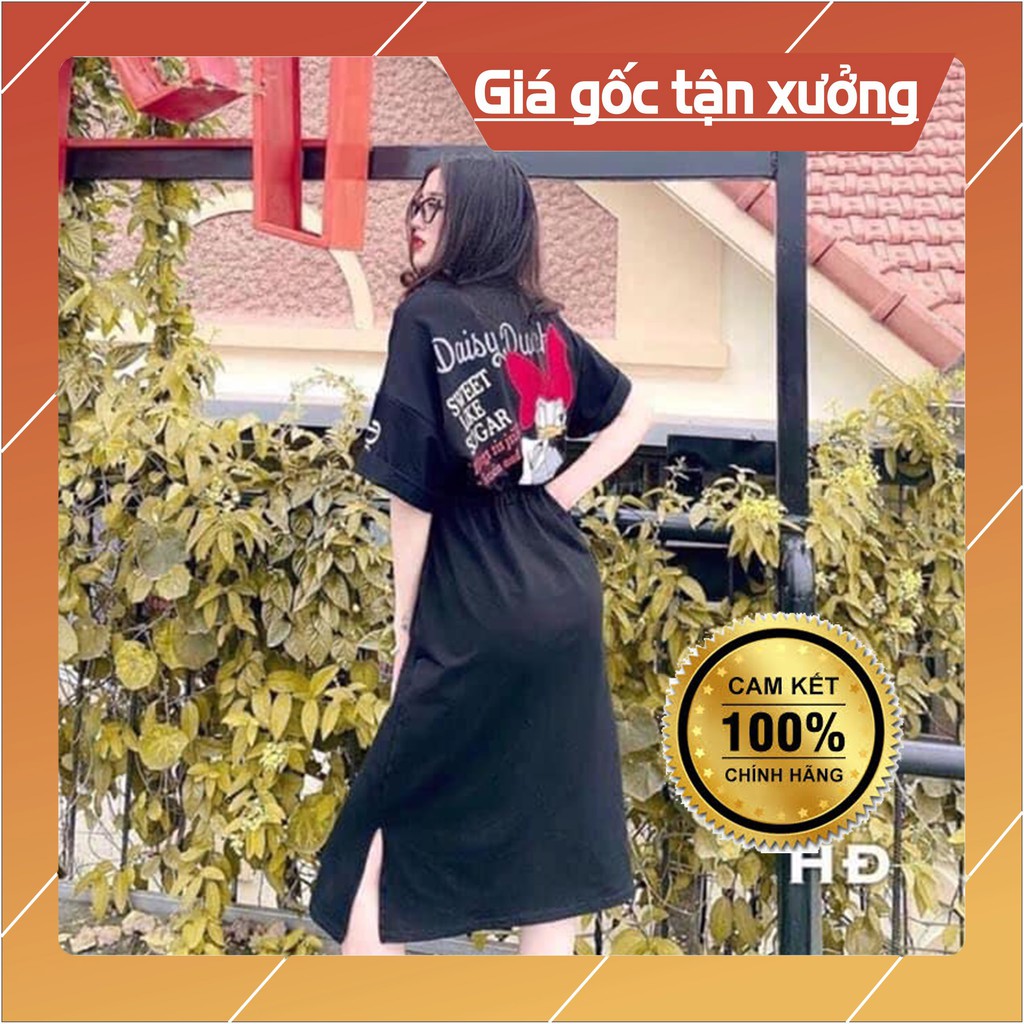 Váy Dáng Dài Rút Dây Eo Che Bụng Form Rộng Chất Vải Thun Cotton | BigBuy360 - bigbuy360.vn