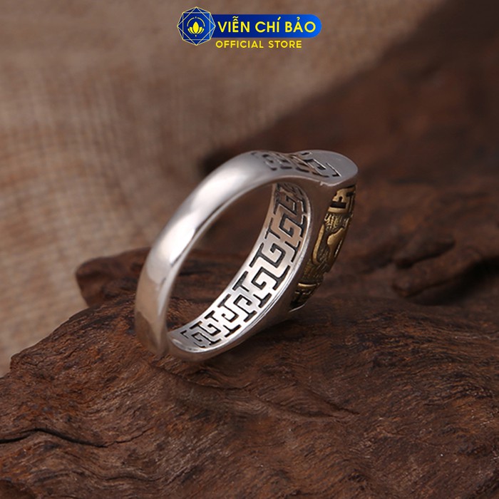 Nhẫn bạc nam nữ mặt trụ xoay Lục Tự Đại Minh Chân Ngôn Om Mani Padme Hum bạc Thái 925 thương hiệu Viễn Chí Bảo N101118