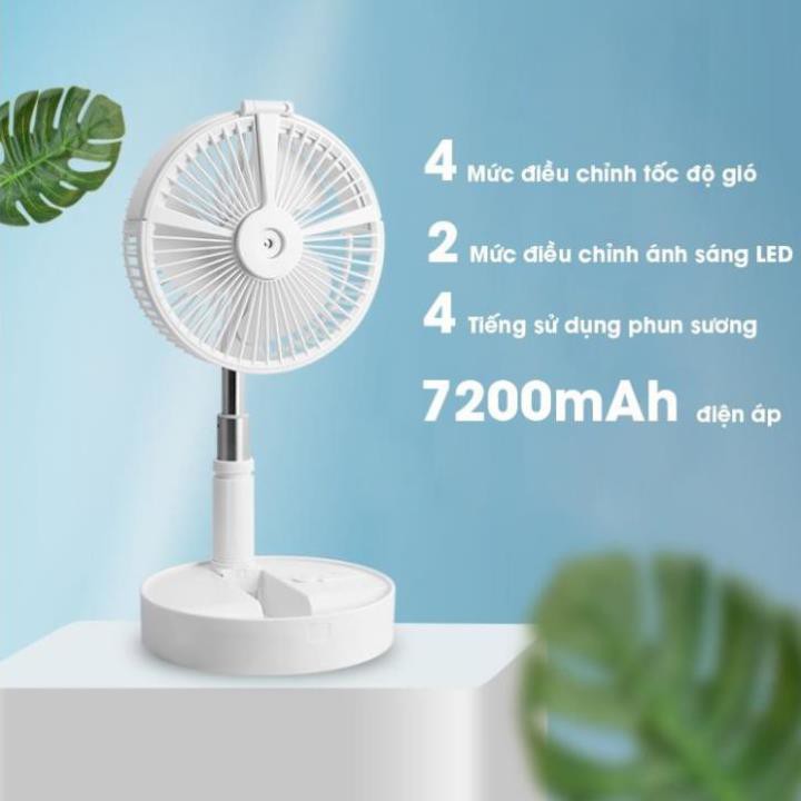 Quạt tích điện phun sương gấp gọn đa năng - Dùng duy trì trong 24h, có đèn LED, 4 tốc độ gió cực mát ! [CHÍNH HÃNG] | BigBuy360 - bigbuy360.vn