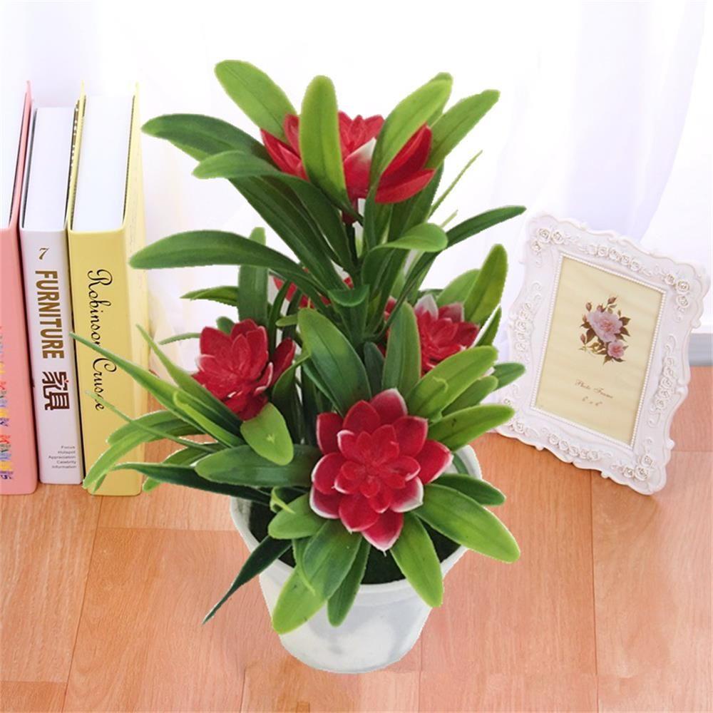 Chậu Hoa Giả Màu Vàng Dùng Trang Trí Văn Phòng