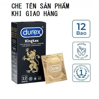 Bao cao su bcs Durex Kingtex siêu mỏng nhiều gel bôi trơn 1 hộp 12 bao có che tên sản phẩm khi giao hàng - thegioisoi