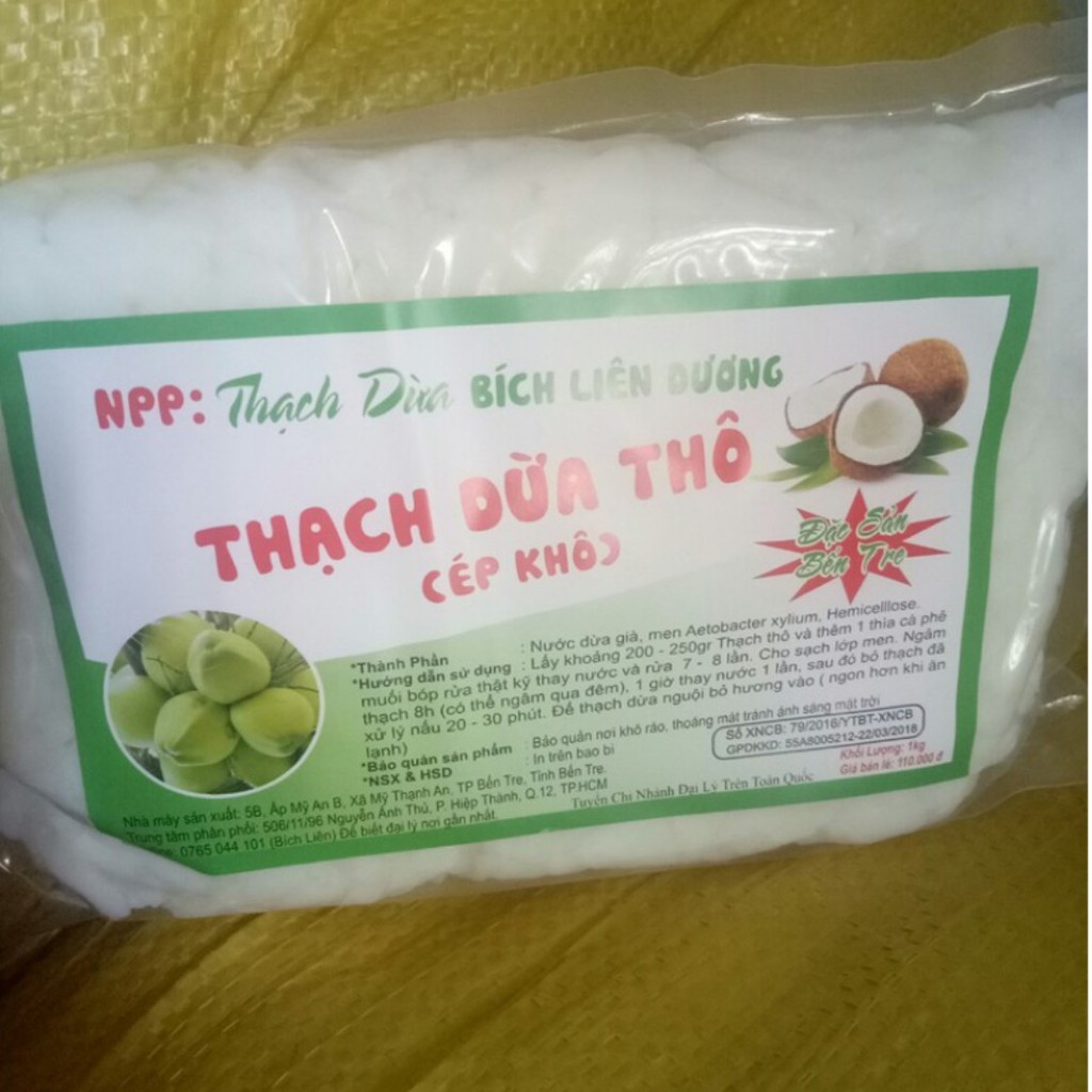 Bán sỉ 1Kg Thạch dừa loại 15Ly ép thô (khô) tặng hương dừa giá rẻ