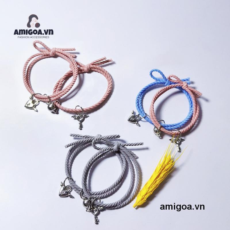 ✨✨Vòng Tay Thép Không Gỉ Mặt Trái Tim Từ Tính Thời Trang Cho Cặp Đôi