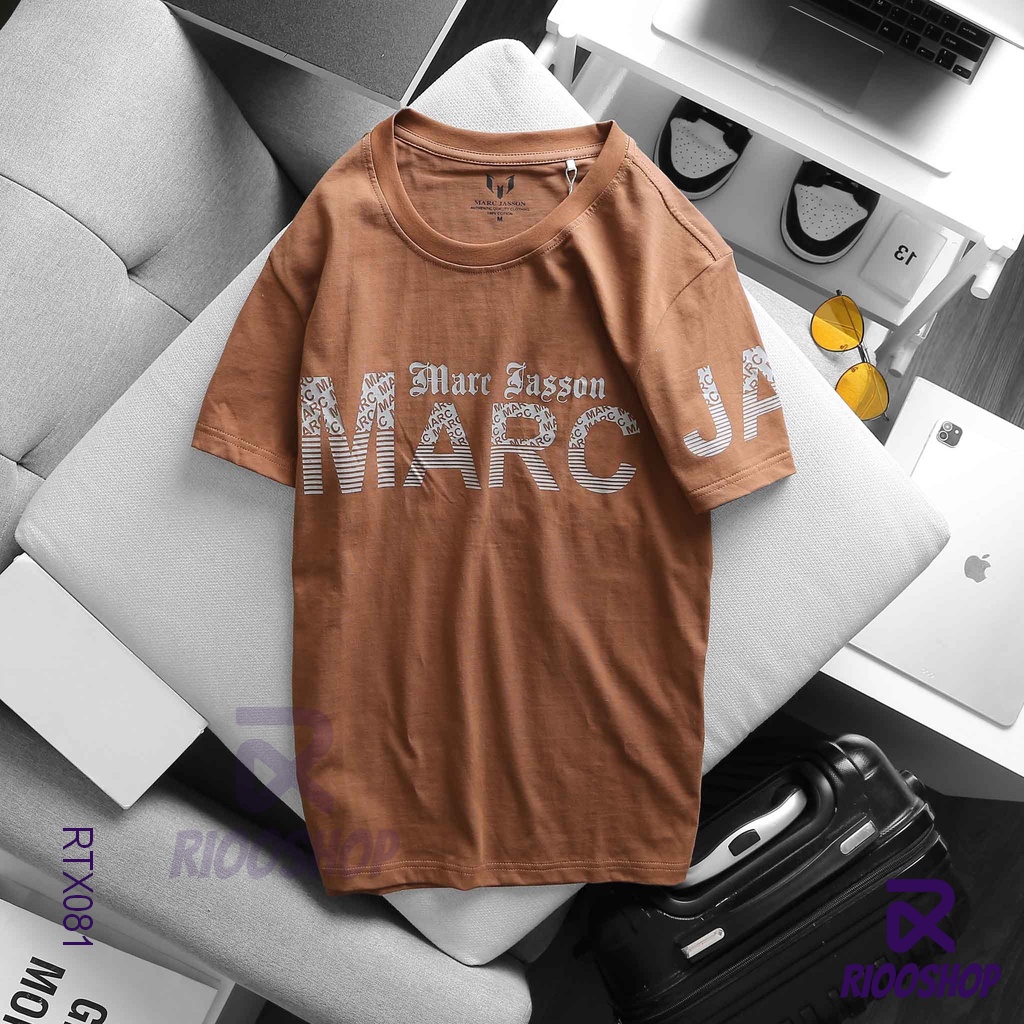 Áo thun nam đơn giản, áo phông cổ tròn nam đẹp in chữ Marc Jasson form rộng RTX081 Riooshop có size lớn xxl, big size