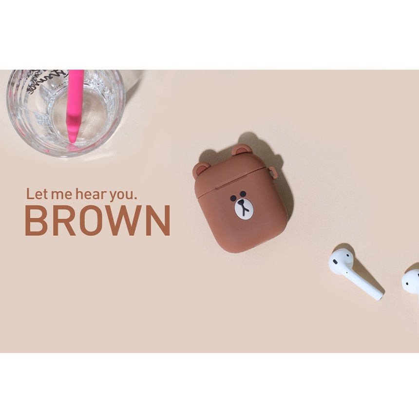 LINE FRIENDS Hộp đựng Airpods Hình khuyên loại D