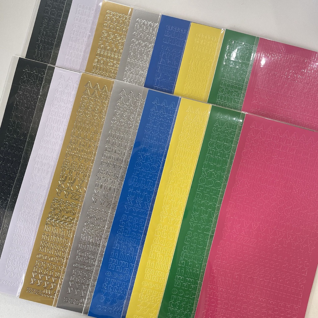 Tờ sticker chữ cái kiểu cơ bản nhiều màu