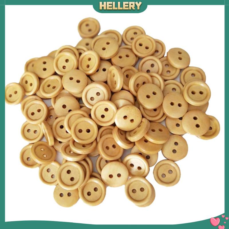 Set 100 Nút Gỗ 2 Lỗ 13mm Màu Nâu Nhạt Phong Cách Vintage Dành Cho May Vá
