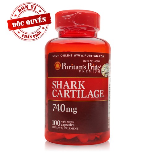 Sụn vi cá mập bổ xương khớp tăng cường dịch khớp Puritan's Pride Shark cartilage 100 viên
