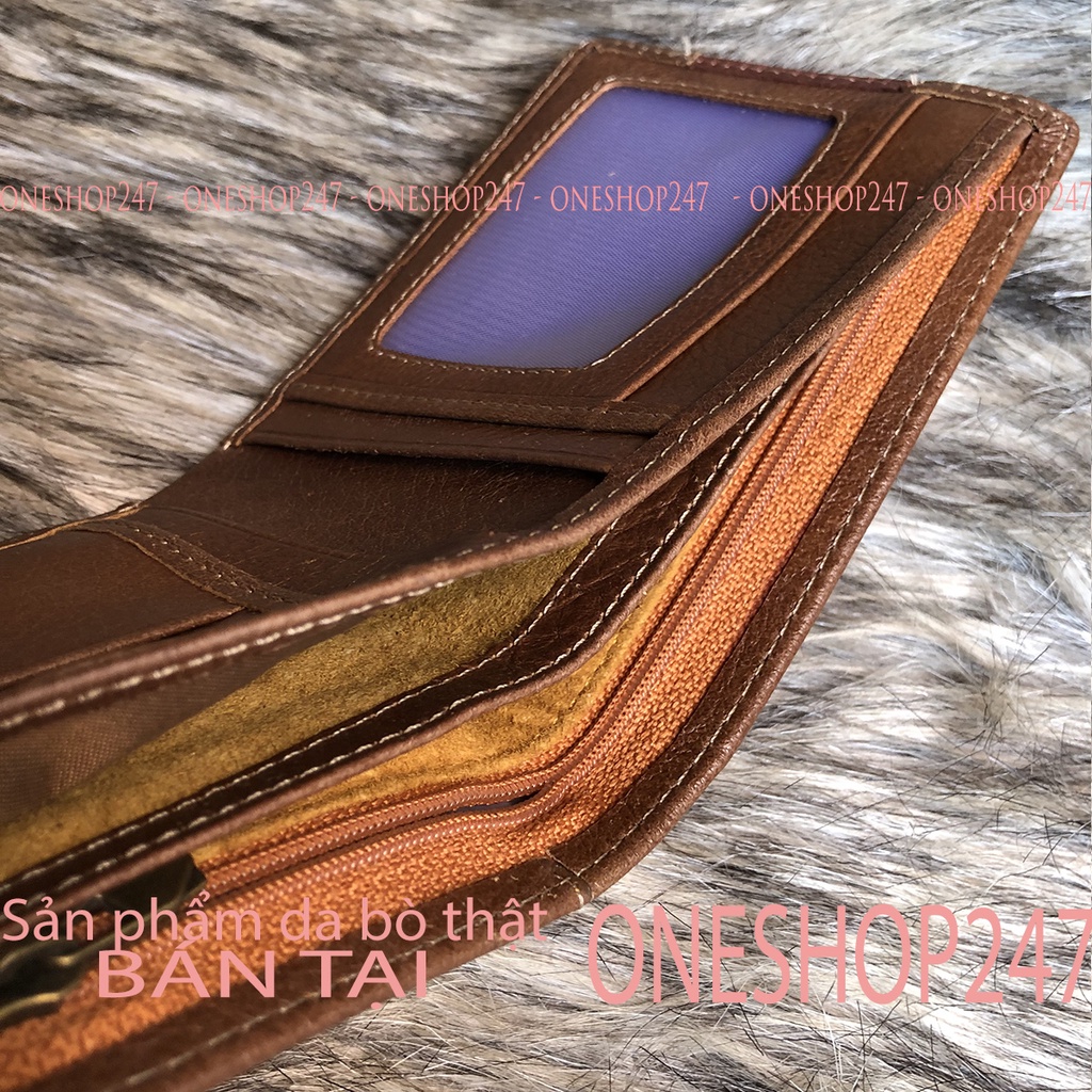 Bóp nam 2 tông màu Nâu bò - Nâu đất với logo tinh xảo A182V, ví nam CEFIRO da bò thật