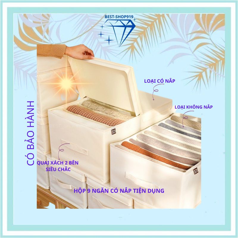 Hộp Vải Chia 7 Ngăn 9 Ngăn Đựng Quần Áo Gấp Gọn Bằng Vải Oxford 600D Cao Cấp Xuất Khẩu Có Bảo Hành