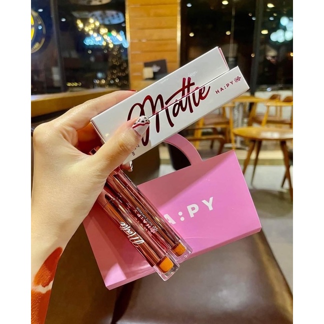 [ MUA 1 TẶNG 1 ] Son Kem Lì HAPPY MATTE LIPSTICK Không Trôi Màu Son Trong 8 Tiếng Siêu Đẹp