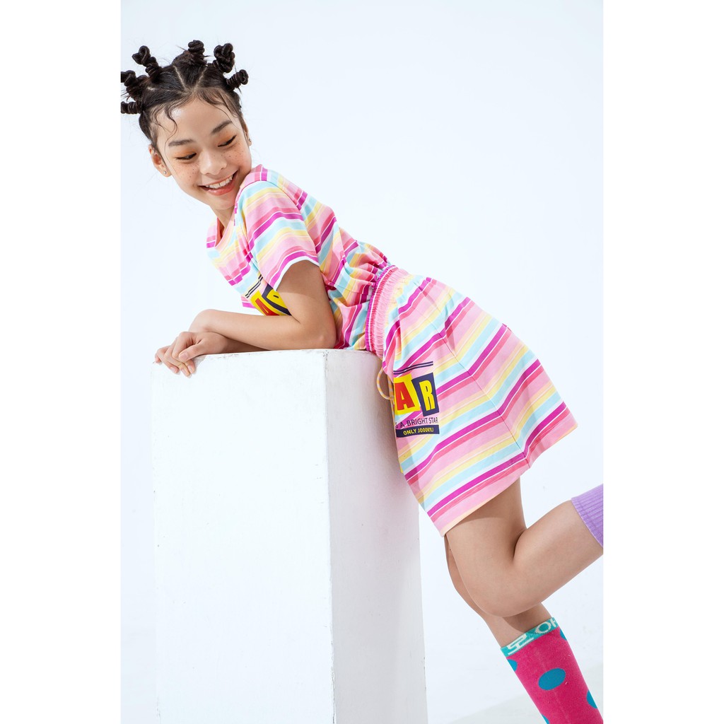 Bộ chân váy kẻ + áo croptop Dành Cho Bé Gái (4-15 Tuổi ) Jookyli
