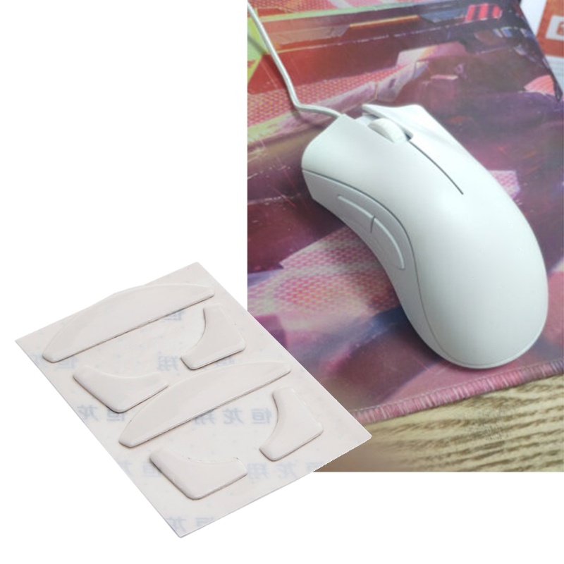 Set 2 miếng dán chuột máy tính Razer- DeathAdder màu trắng viền cong