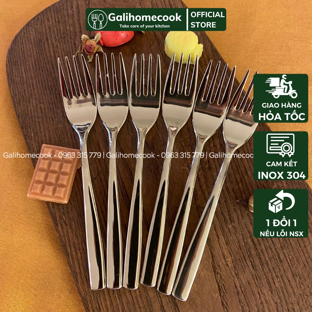 Bộ 06 chiếc Dĩa, Nĩa ăn bánh, ăn trái cây inox 304 SOLA phong cách Châu Âu sang trọng cao cấp | GaliHomecook BH8