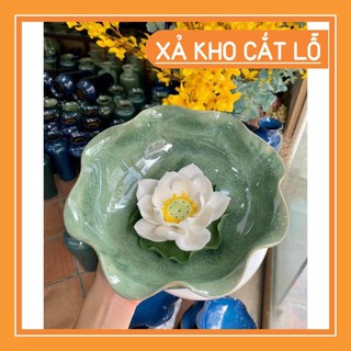 GIÁ SIÊU RẺ Bát sen thả hoa Minh đường tụ thuỷ màu xanh thiên thanh