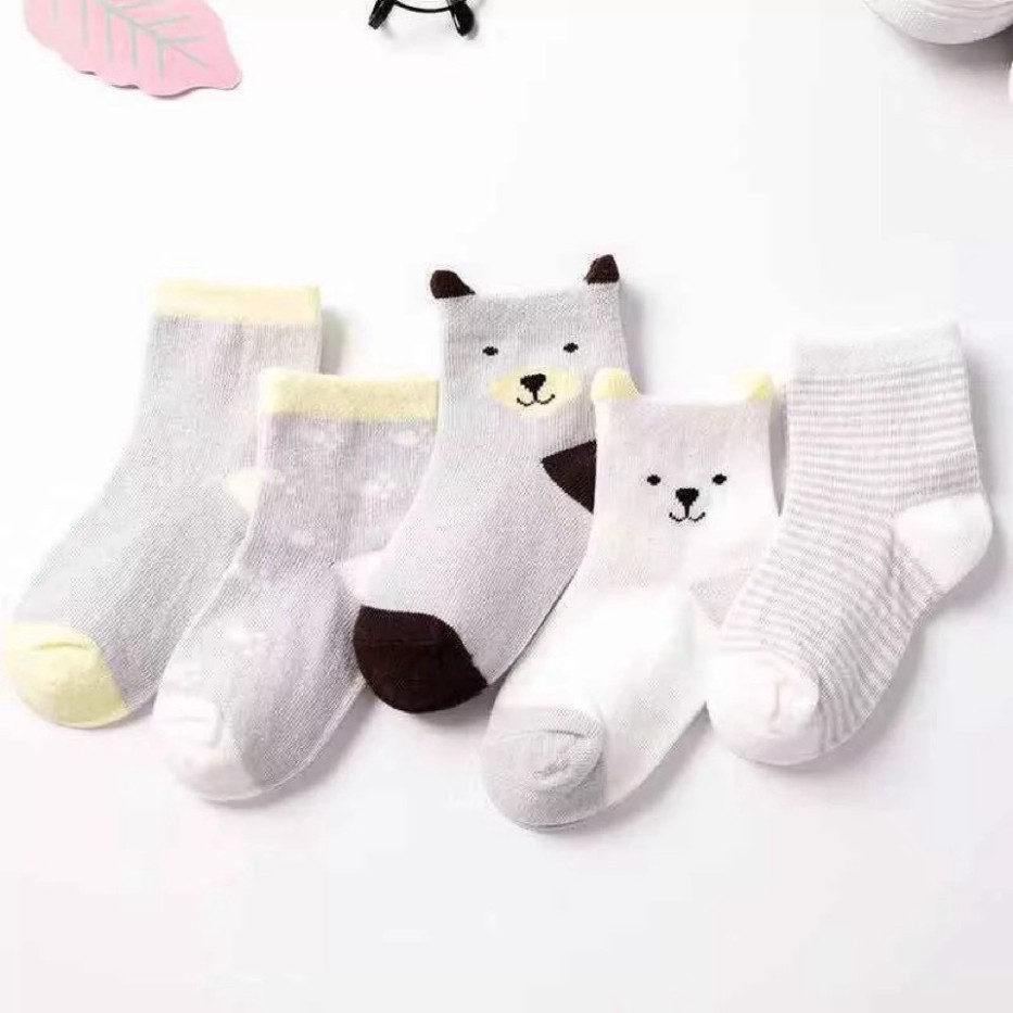 Sét 5 Đôi Tất Cotton Hàng Quảng Châu CAO CẤP Chất Dày Dặn Cho Bé Từ 0-5 Tuổi