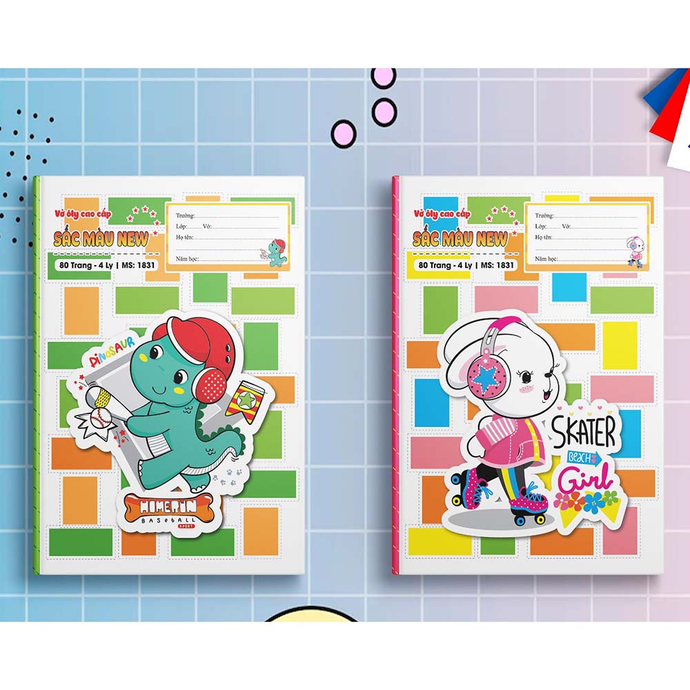 Vở ô ly cao cấp 6 Sao Hải Tiến Sắc Màu New 48 trang - DKVPP.Store HT1824 lốc 10 quyển