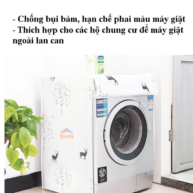 ÁO TRÙM MÁY GIẶT HOA LÁ HOÀNG GIA CAO CẤP, PHÂN LOẠI CỬA TRÊN VÀ CỬA TRƯỚC (KHOẢNG 7KG), KÍCH THƯỚC 56X60X83 CM