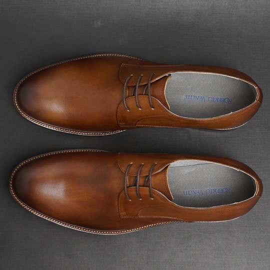 Giày tây công sở nam màu nâu Derby POSTMAN Brown, giày văn phòng da thật TONKIN