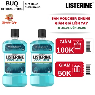 Bộ 2 chai nước súc miệng Listerine Cool Mint diệt khuẩn giữ hơi thở thơm