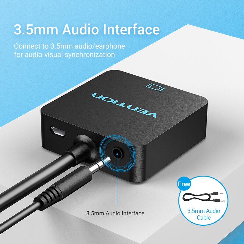 Bộ chuyển đổi VENTION từ Hdmi sang Vga với âm thanh kỹ thuật số HD 1080p cho Pc/Laptop/Máy tính bảng/Ps4
