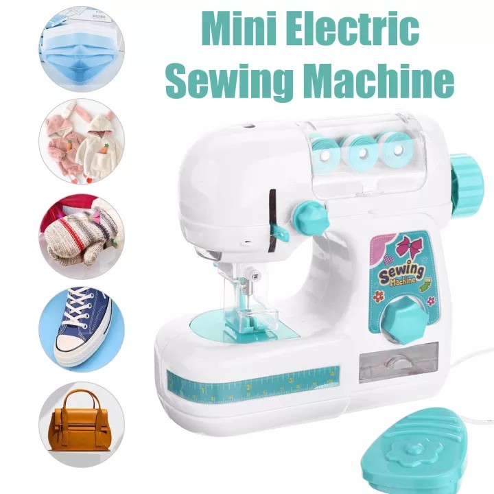 Máy may điện để bàn mini với đường may chỉ kép, đa chức năng máy và thêu, đường khâu gọn gàng và thẳng, pin AA 3*1._NCLZ