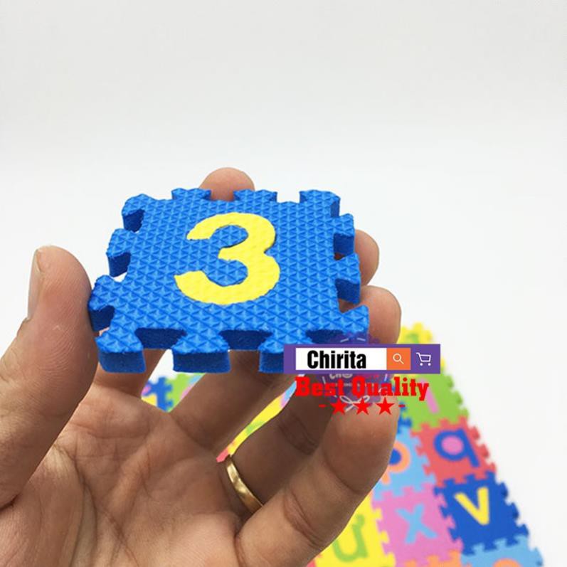 Bảng xốp chữ cái và số 42 miếng ghép 35x35 cm, bé học nhận biết, lắp ráp an toàn