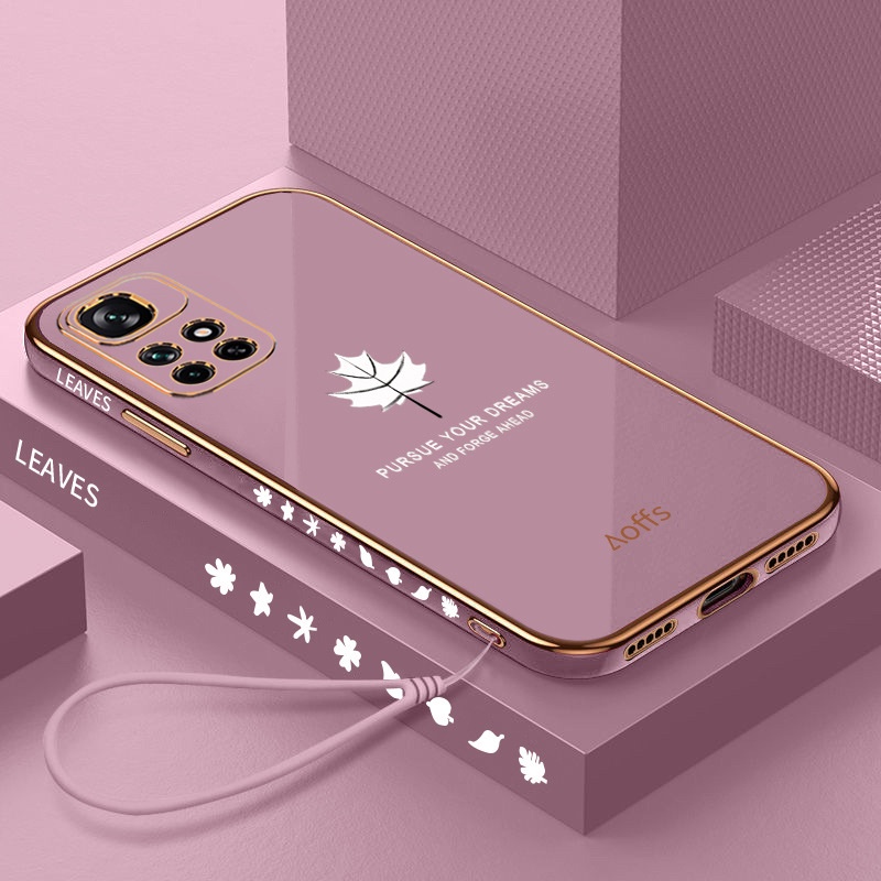 Ốp Điện Thoại Mềm Thẳng Mềm Mạ Điện Hình Lá Phong 2022 Cho For Xiaomi Redmi Note 11 Pro+ 5G 11s 4G 10 Pro 5G 10s